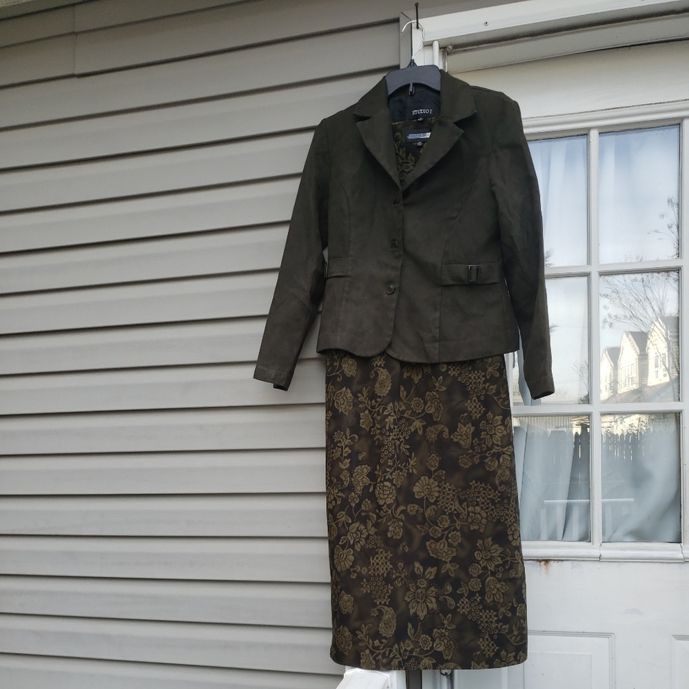 Studio 1 size 10 dress 2pc olive green